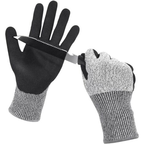 1 Paires Gants de Sécurité pour Travail, Gants de Protection Anti Coupures Niveau 5, Gants de Jardinage Noirs Enduits de Nitrile, pour Travaux Généraux, Jardinage (L)