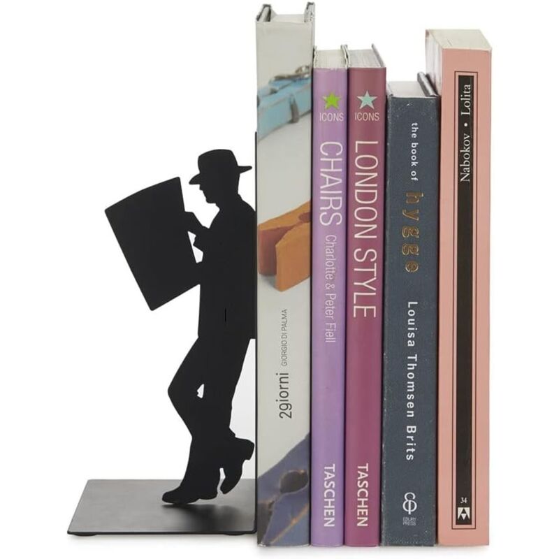 Kinsi - 1 Paires Serre Livre-personnalité exceptionnelle, 17x8x10cm, Noir