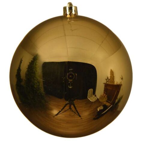 1 PALLINA DI NATALE 14 CM ORO CHIARO ADDOBBI APPENDIBILI DECORO ALBERO