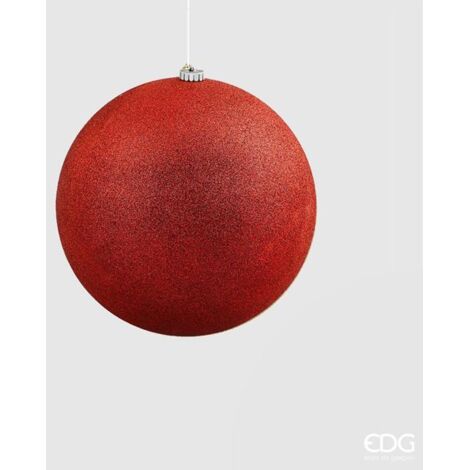 1 PALLINA POLY 15CM GLITTER ROSSO NATALE ADDOBBI ALBERO
