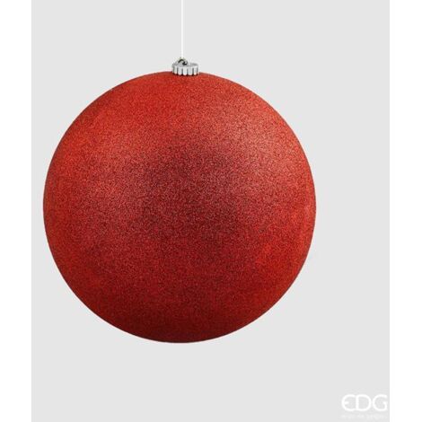 1 PALLINA POLY 20CM GLITTER ROSSO NATALE ADDOBBI ALBERO