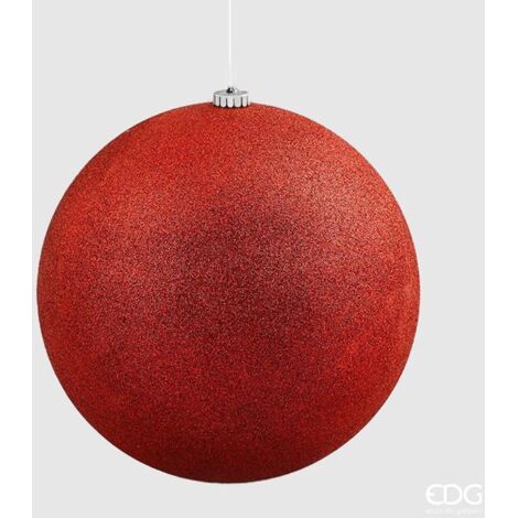 1 PALLINA POLY 25CM GLITTER ROSSO NATALE ADDOBBI ALBERO