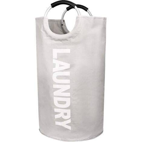 1 panier à linge gris pliable, 90 l, avec poignée