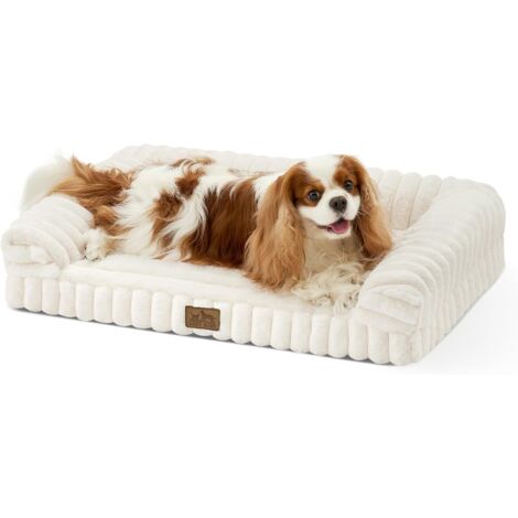 1 panier chien, fausse fourrure, mousse mémoire forme, ergonomique, lavable, taille moyenne