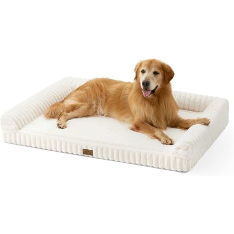 1 panier chien xxl 120x88x17cm, fausse fourrure, mousse mémoire forme, orthopédique, lavable, intérieur extérieur