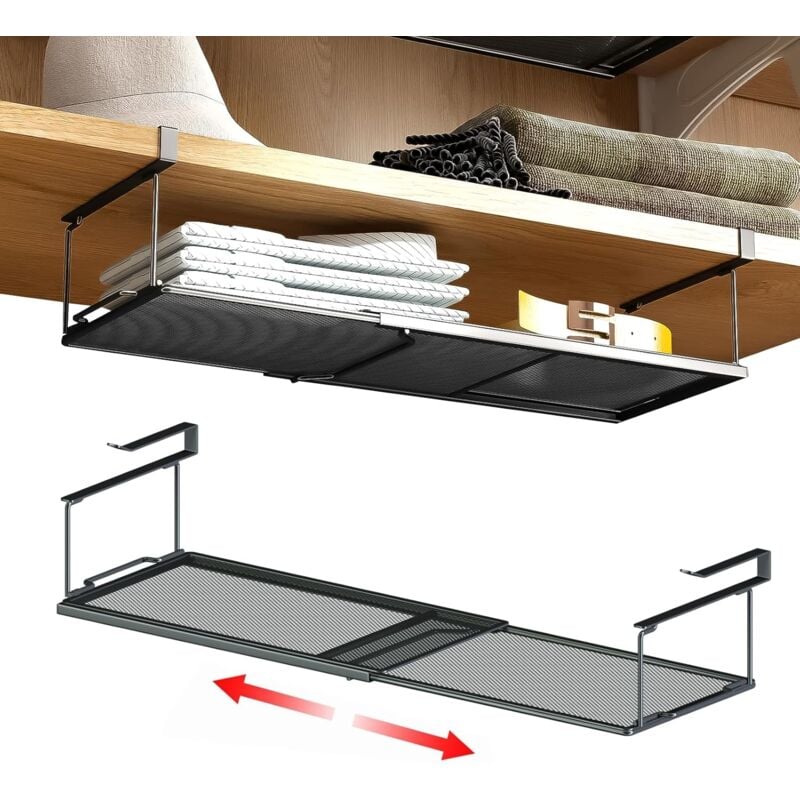 Aafgvc - 1 panier de rangement sous étagère, organisateur d'étagère suspendu, rangement complémentaire extensible sous armoire pour armoire de