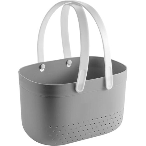 1 Panier Douche, Grande Capacité avec Trous Ventilation, Plastique Empilable, Poignées Ergonomiques, Salle de Bain Dortoir