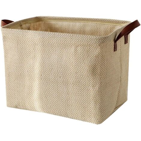 1 Panier Jute Poignées 38x27x28cm Pliable Imperméable Rangement Maison Salle de Bain