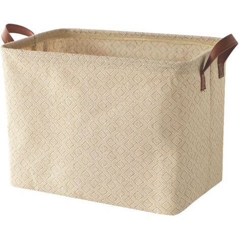 1 Panier Rangement,Jute Naturel,Poignées Renforcées,Design Pliable,Maison,Salle De Bain