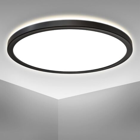 1 Panneau Led, 29,3x2,8 cm, Blanc Neutre, Plafonnier, Noir, Salon Cuisine Chambre