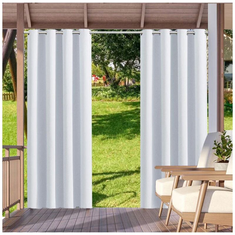 1 Panneau Rideau Extérieur Et Intérieur Bloquant Le Soleil Rideaux à Œillets D'Intimité Pour Pergola Porche Pavillon Jardin Pelouse Couloir,