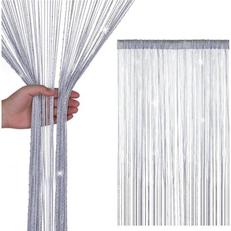 1 Panneau Rideau Frange Paillette Argent, Séparateur Pièce, Décoration Porte Fenêtre, Mariage Fête