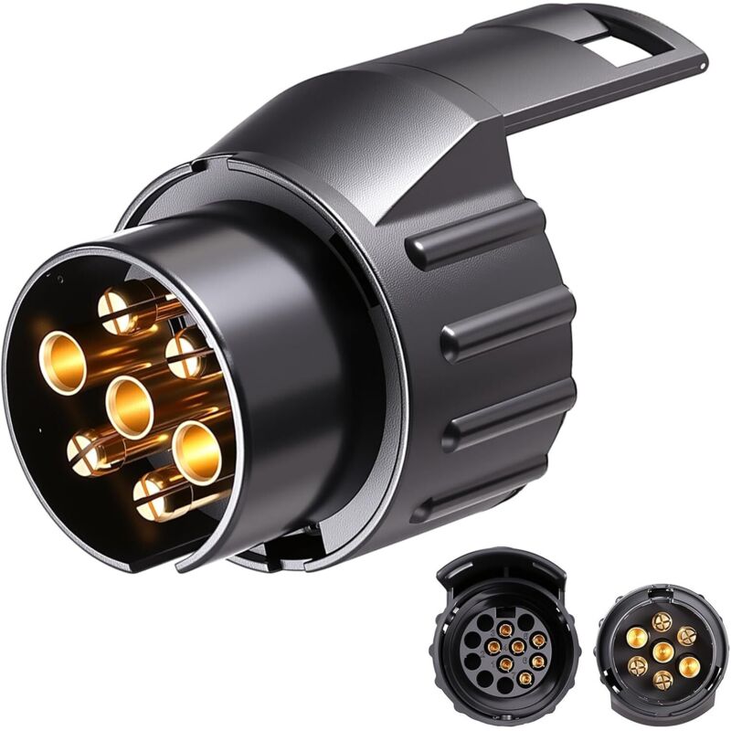 1 paquet Adaptateur Remorque de 7 Broches vers 13 Broches pour Voiture Camion Caravane Attelage, Noir, Imperméable