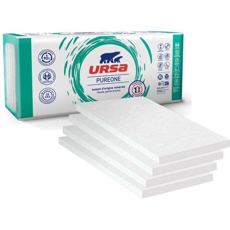 1 paquet de 4 Panneaux laine de verre Ursa pureone 32 pn semi-rigide non revêtu - Ep. 140mm - 3,24m² - r 4.35 Ursa