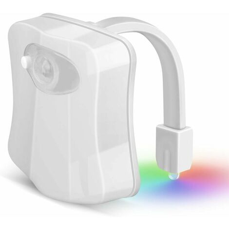 1 paquet de lumière de cuvette de toilette LED veilleuse détecteur de mouvement LED lumière de cuvette de toilette pour toilette de salle de bain, armoire, siège d'évier 8 variations de couleur, utili