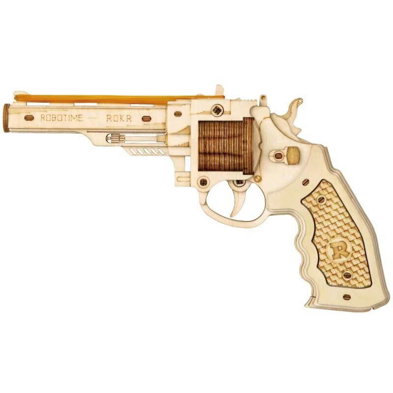1 paquet de pistolet à élastique pour enfants jouet éducatif garçon fait à la main bricolage assemblé en bois jouet revolver