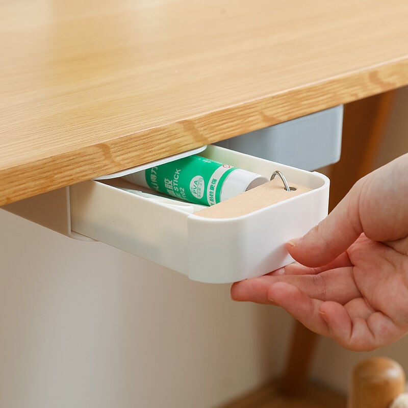1 paquet d'organisateur de tiroir sous le bureau, tiroir à crayons auto-adhésif pour bureau et bureau, plateau de tiroir extensible recyclé pour