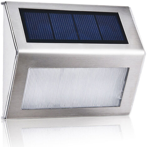 DECKON 1 paquete de 3 luces solares LED para exteriores, impermeables, de acero inoxidable, luces solares de seguridad alimentadas por energía solar, luces de pared inalámbricas para jardín, patio, escaleras