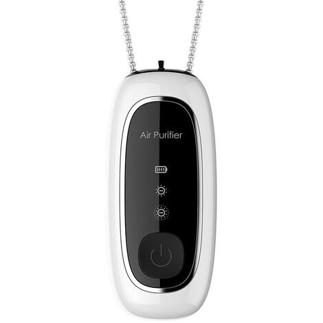 1 paquete de purificador de aire portátil de iones negativos para colgar en el cuello, pequeña máquina fresca, purificador de aire portátil para interiores (blanco + cadena)