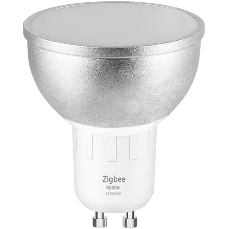 

1 paquete GU10 zigbee3.0 conexion directa lampara de control remoto taza WiFi bombilla inteligente RGBC 4CH 6W compatible con Alexa / Google Home /