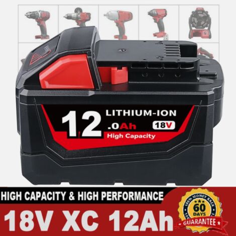 1 paquets de batterie Li-on M18 18V 12.0AH de remplacement pour Milwaukee 18V 48-11-1880 48-11-1811 48-11-1815 48-11-1820 broche de batterie