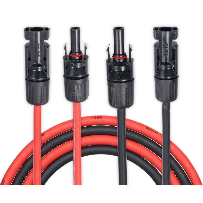 

1 par 25/40/50/60/100 pies negro + rojo 10AWG Cable de extension de panel solar,100