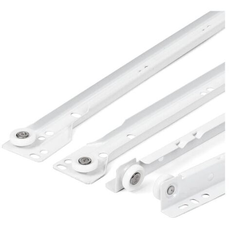 (1 par, 40 cm) Guías para cajones – Accesorios de herrajes Guías con rodillos Guías para cajones – Guías – Guías telescópicas parciales en acero blanco