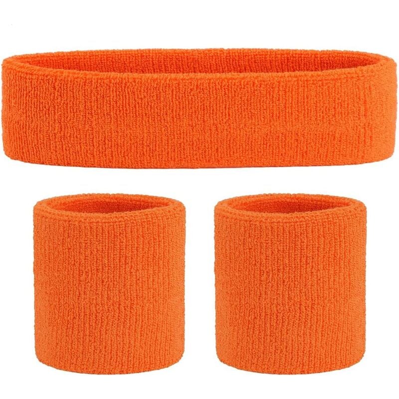 

1 par de brazaletes deportivos para mujeres y hombres, brazalete de algodón suave, brazalete que absorbe el sudor, naranja