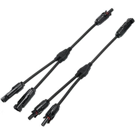 1 par de conectores para paneles solares (1 a 2 ramas), MC4 duraderos y seguros para familias (1 a 2)