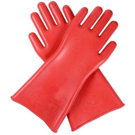 ENSOLEILLE 1 par de guantes de aislamiento eléctrico profesionales de 40 cm, color rojo, de goma de alto voltaje de 12 kV, guantes de seguridad para electricistas, accesorio