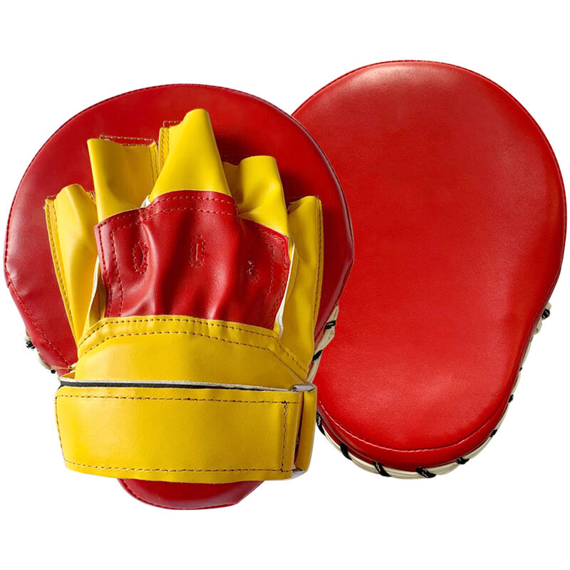 

1 par de guantes de boxeo curvados, almohadillas de objetivo para entrenamiento de artes marciales de Kickboxing Muay Thai, Rojo y amarillo