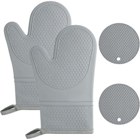 1 par de guantes de cocina de silicona resistentes al calor, impermeables, antideslizantes, guantes para barbacoa resistentes al calor hasta 240 grados.