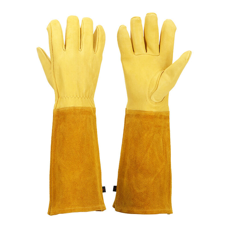 

1 par de guantes de soldadura de piel de oveja de aislamiento que protegen los guantes de trabajo de piel de vaca para soldadura retardante de llama,