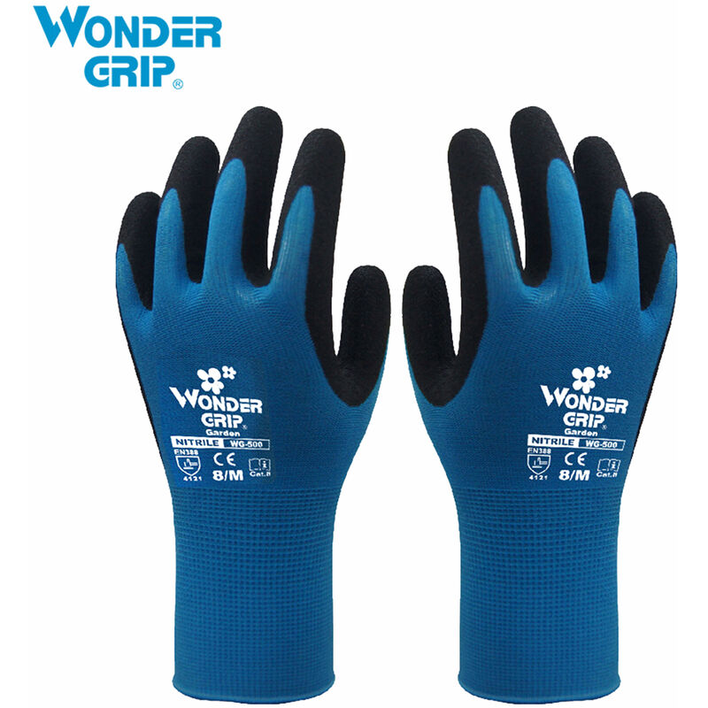 

1 par de guantes de trabajo impregnados con nitrilo, guantes de seguridad,Azul, Talla M