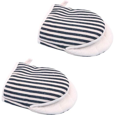 1 par de mini manoplas para horno, guantes aptos para microondas, agarraderas, guantes de algodón y lino extremadamente resistentes al calor, antideslizantes, manoplas para horno con forma de pico de 