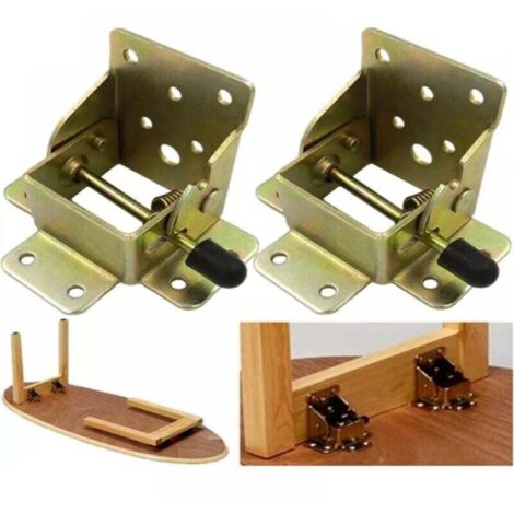(1 par) Extensiones de patas de mesa plegables con autobloqueo de 90 grados, soporte de marco telescópico plegable con bisagra oculta para mesa y cama