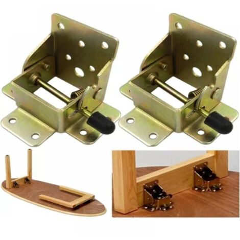 (1 par) Extensiones de patas de mesa plegables con autobloqueo de 90 grados, soporte de marco telescópico plegable con bisagra oculta para mesa y cama