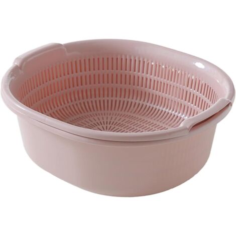 1 Passoire Double Couche Plastique Détachable Rose Pour Légumes Fruits Cuisine Rangement