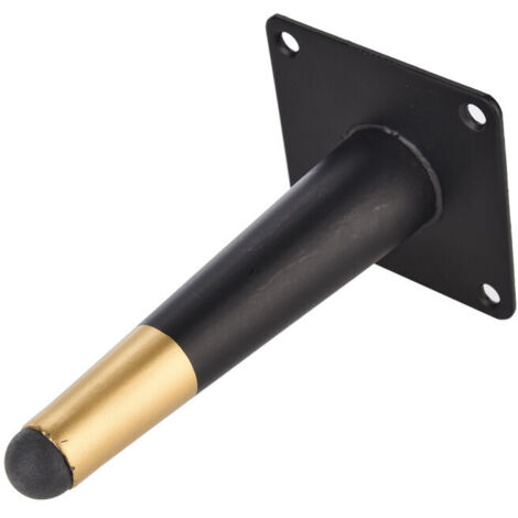 1 pc (15 cm droit conique noir avec or) pieds de canapé meubles pieds en métal meuble de salle de bain meuble TV pieds de Table Support matériel
