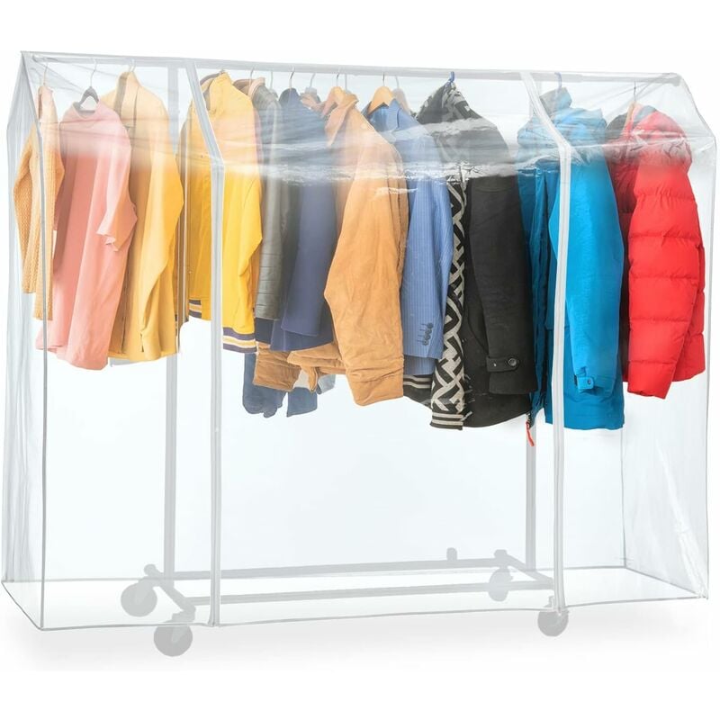 Serbia - 1 pc (18050150cm)BIG Grande Housse de Protection pour Portant à Vêtements, Plastique Waterproof Transparent, Ouverture et Fermeture Faciles,