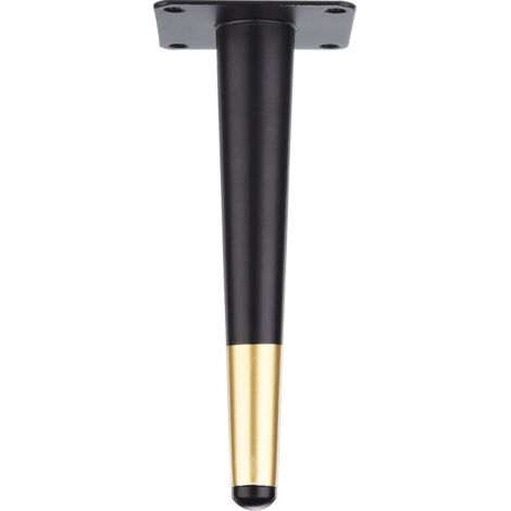 1 pc (20 cm droit conique noir avec or) pieds de canapé meubles pieds en métal armoire de salle de bain meuble TV pieds de support de matériel de Table
