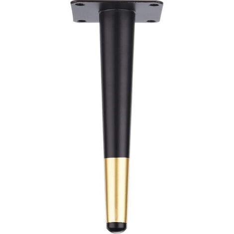 1 pc (20 cm droit conique noir avec or) pieds de canapé meubles pieds en métal armoire de salle de bain meuble TV pieds de support de matériel de Table