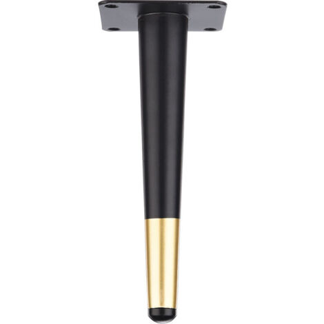 1 pc (20 cm droit conique noir avec or) pieds de canapé meubles pieds en métal armoire de salle de bain meuble TV pieds de support de matériel de Table
