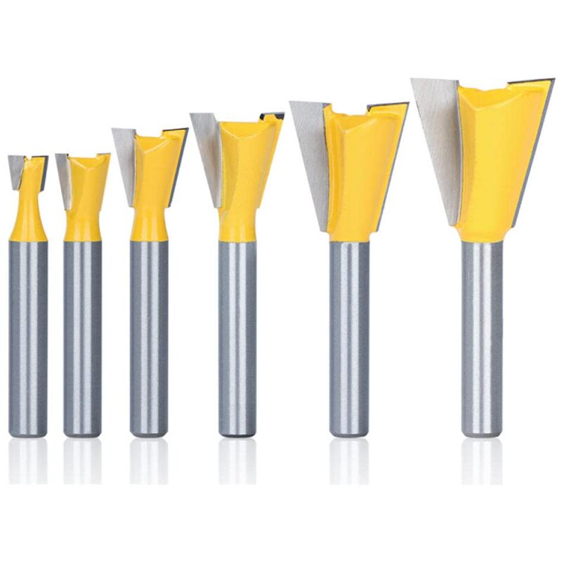 1 pc 6mm tige 1/4 queue d'aronde Joint toupie bits 14 degrés bois gravure peu fraise pour outils de travail du bois-1pc 9.5xD6x10x47L