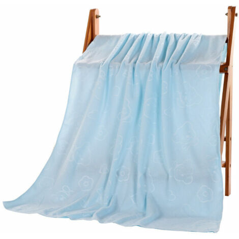 1 pc Bain Grande Serviette Ultra-Fine Cellulose Dessin Animé Maison Portable Séchage Rapide Gym Yoga,bleu clair,70140cm