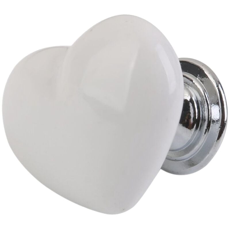 1 pc bouton de poignee en de coeur en metal de meuble /armoire /tiroir (s, blanc)