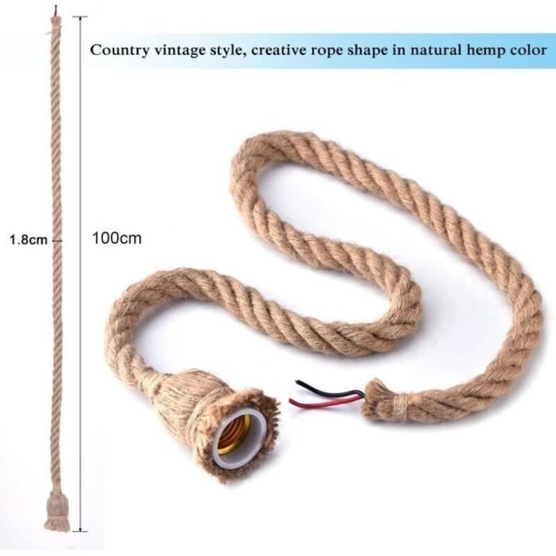 1 Pc Chanvre Corde Pendant Lumière Plafond Lampe Loft Lustre Industriel Home Decor Simple Tête