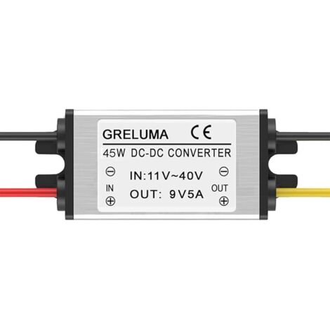 1 Pc DC 12v 24v à 9v convertisseur abaisseur régulateur 5A 45W Adaptateur Secteur réducteur pour Voiture électronique Camion véhicule Bateau système Solaire (entrées DC 11-40V,Certifié CE)