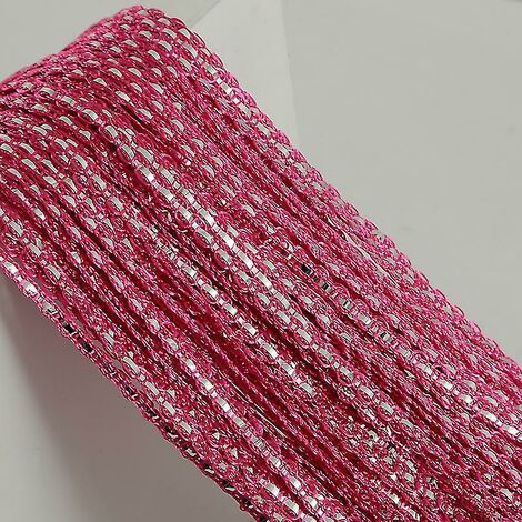 1 pc de rideau perlé chaîne fenêtre rideau pompon fil volant panneau (rose 100 200 cm)-BDD