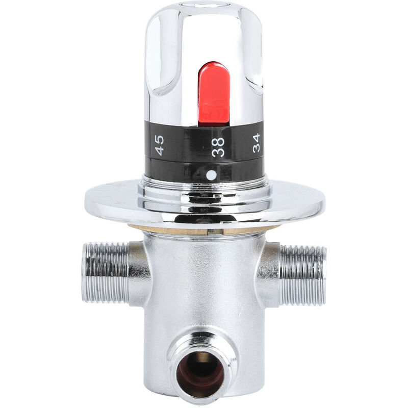 Vanne Mélangeur Eau Chaude Froide Mitigeur Thermostatique en Laiton Solide Valve de Mélange Température Fixe pour Lavabo Cuisine Salle de Bain